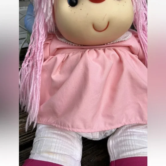Ice Cream Doll Girl Pink Yarn Hair Blue Eyes 23” J Shin Co Plastic Vintage 80s